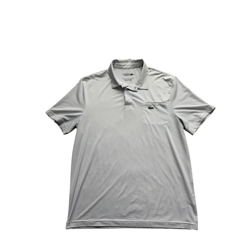 Lacoste Sport Performance Polo Shirt Striped Black White Men’s Large
